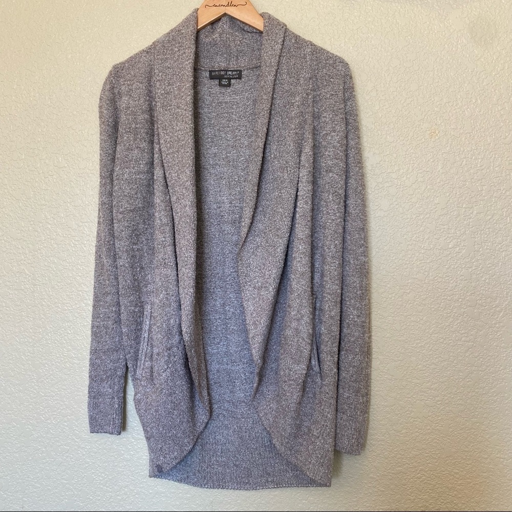 Barefoot Dreams brown Heather open cardigan pockets